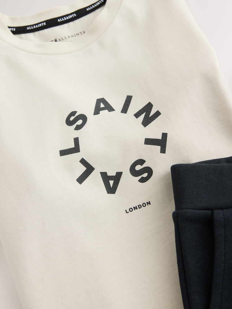 smALLSAINTS Neutral/Black Tierra T-Shirt and Sweat Shorts Set