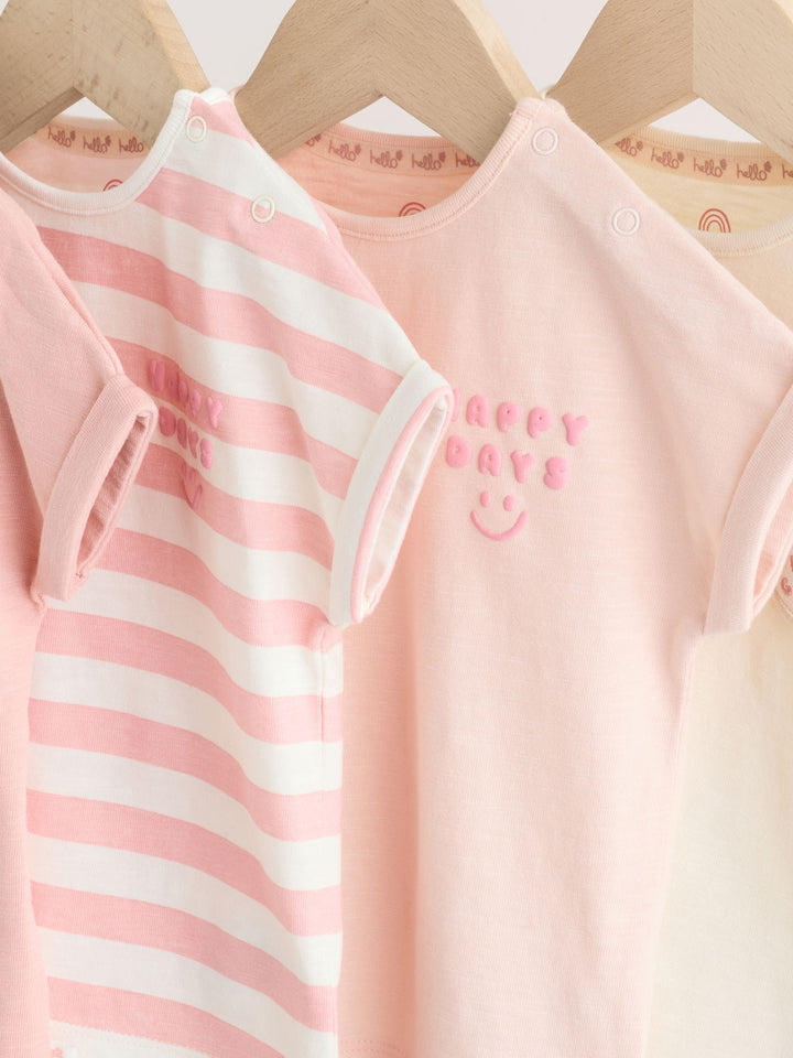 Pink Slogan Baby Short Sleeve T-Shirts 4 Pack (0mths-2yrs)