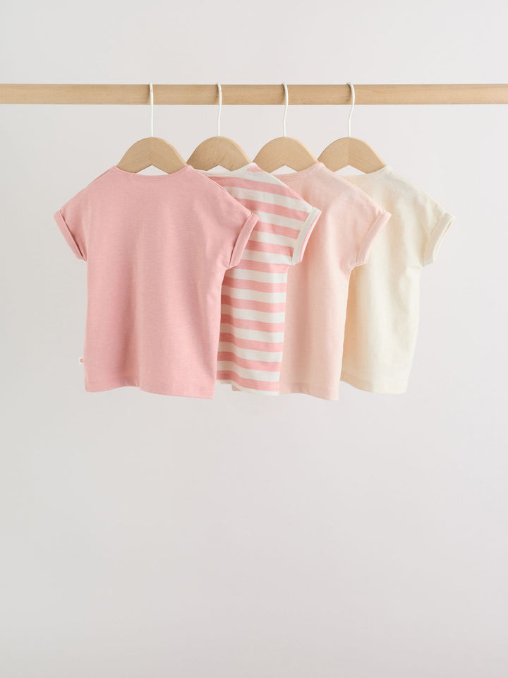 Pink Slogan Baby Short Sleeve T-Shirts 4 Pack (0mths-2yrs)