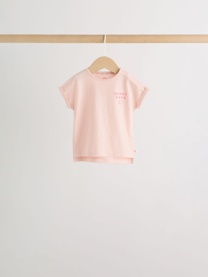 Pink Slogan Baby Short Sleeve T-Shirts 4 Pack (0mths-2yrs)