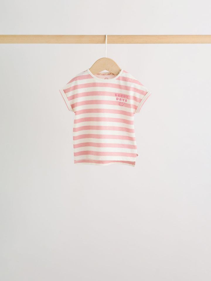 Pink Slogan Baby Short Sleeve T-Shirts 4 Pack (0mths-2yrs)
