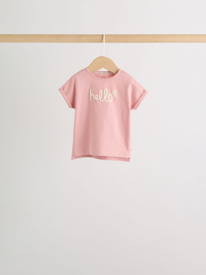 Pink Slogan Baby Short Sleeve T-Shirts 4 Pack (0mths-2yrs)