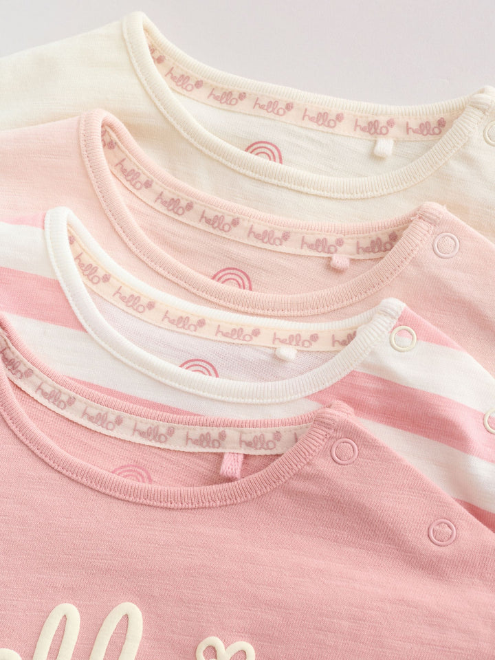 Pink Slogan Baby Short Sleeve T-Shirts 4 Pack (0mths-2yrs)