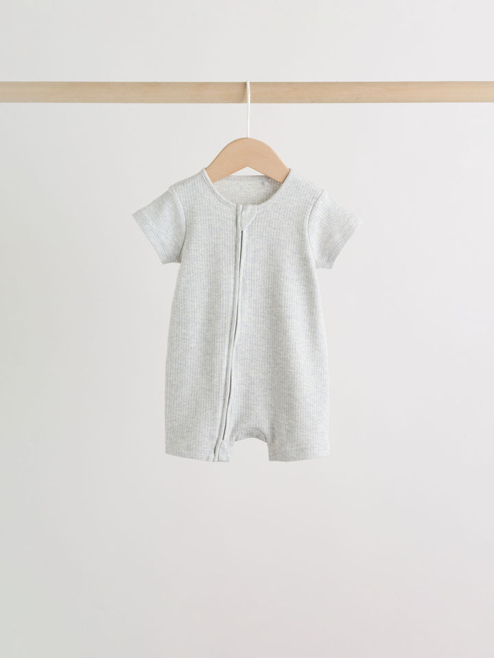 Neutral Two Way Zip Baby Rompers 3 Pack (0mths-3yrs)