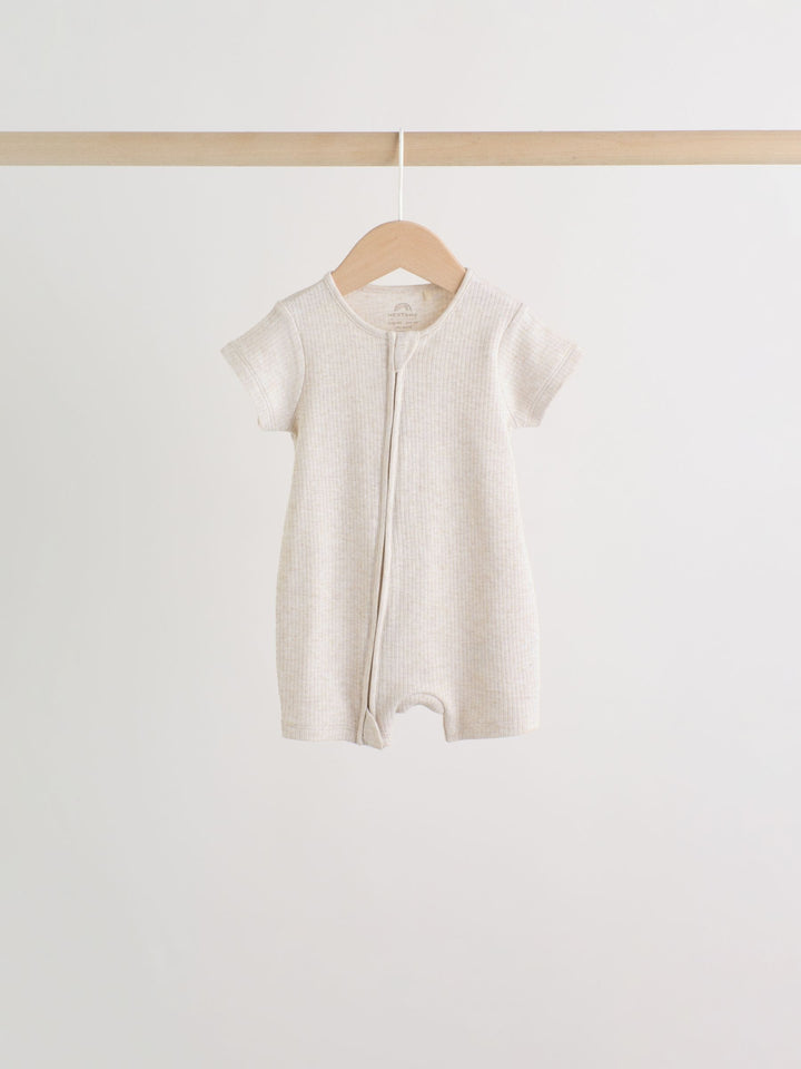 Neutral Two Way Zip Baby Rompers 3 Pack (0mths-3yrs)