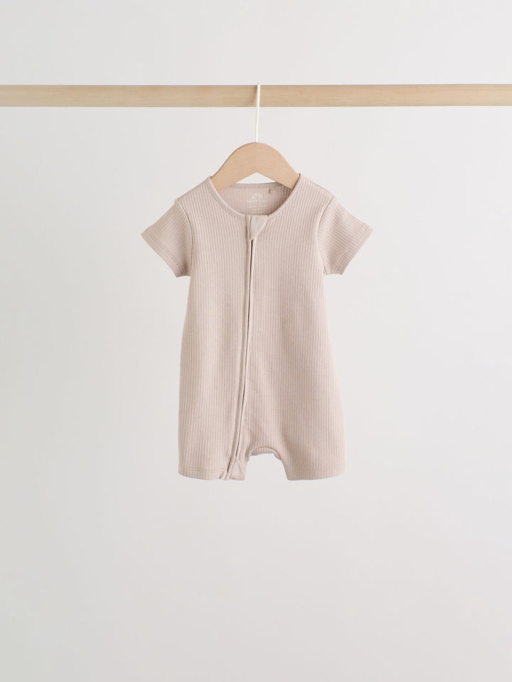 Neutral Two Way Zip Baby Rompers 3 Pack (0mths-3yrs)