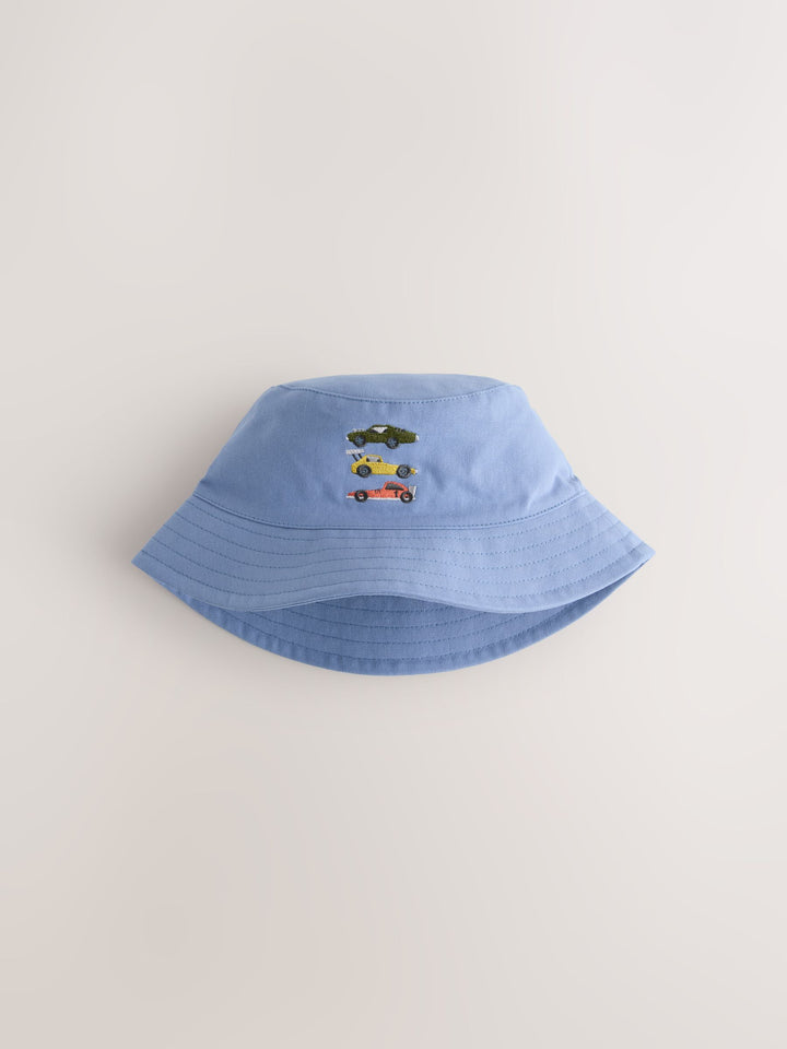 Cream/Blue Bucket Hats 2 Pack (3mths-13yrs)