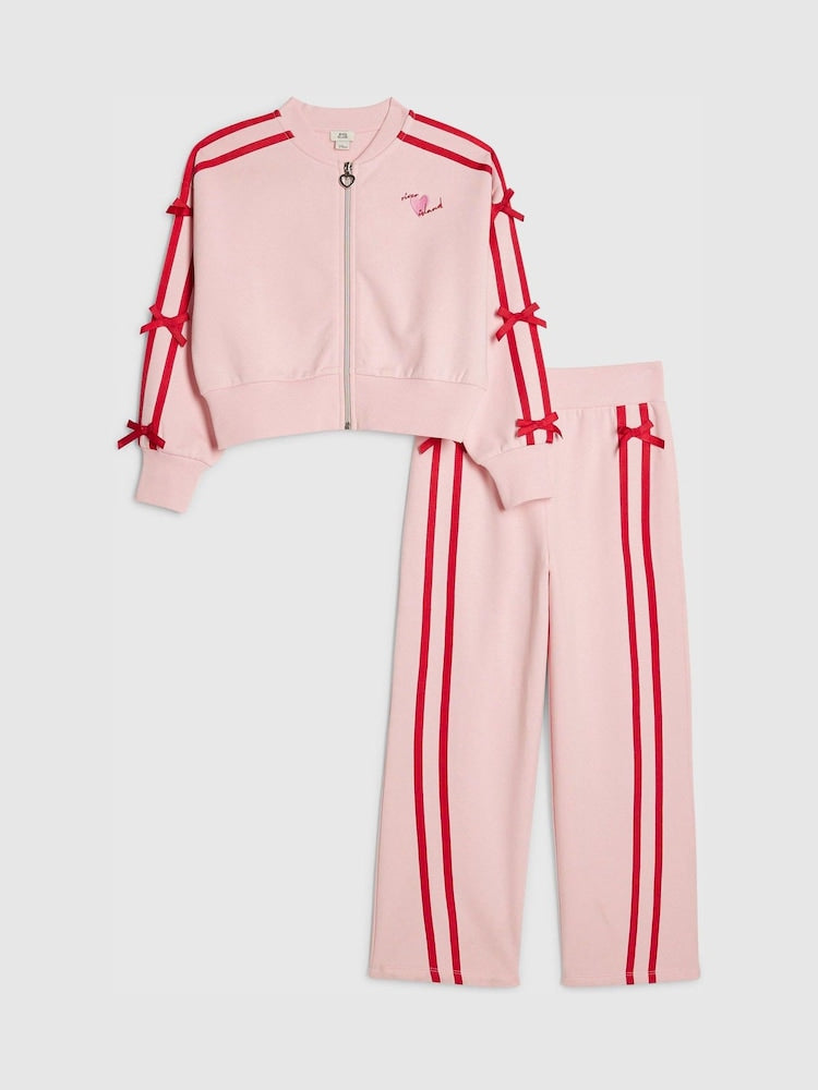 River Island Pink Bow Top & Joggers Set