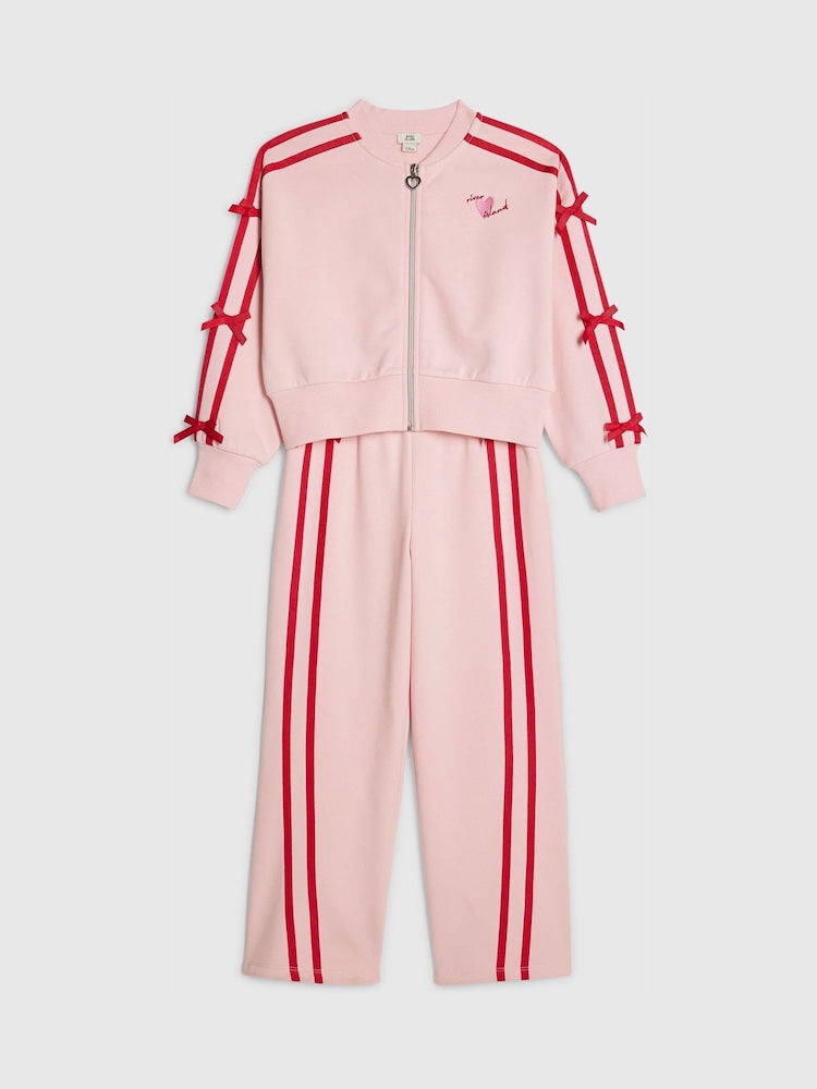 River Island Pink Bow Top & Joggers Set