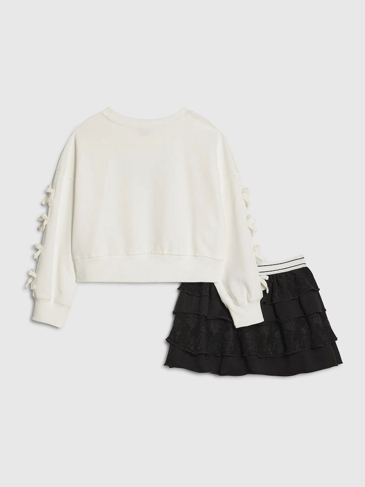 River Island Black Bow Sweatshirt & Rara Skirt Set