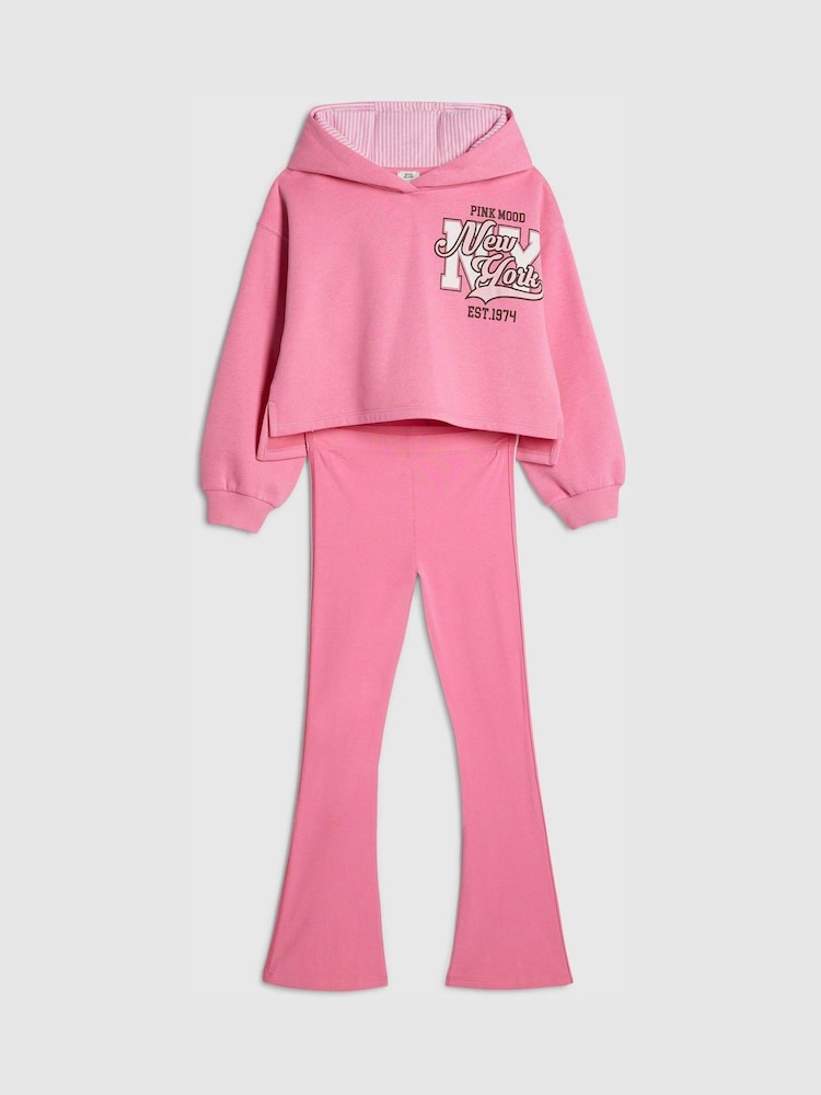 River Island Pink New York Hoodie & Joggers Set