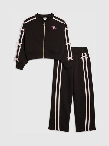 River Island Black Bow Top & Joggers Set
