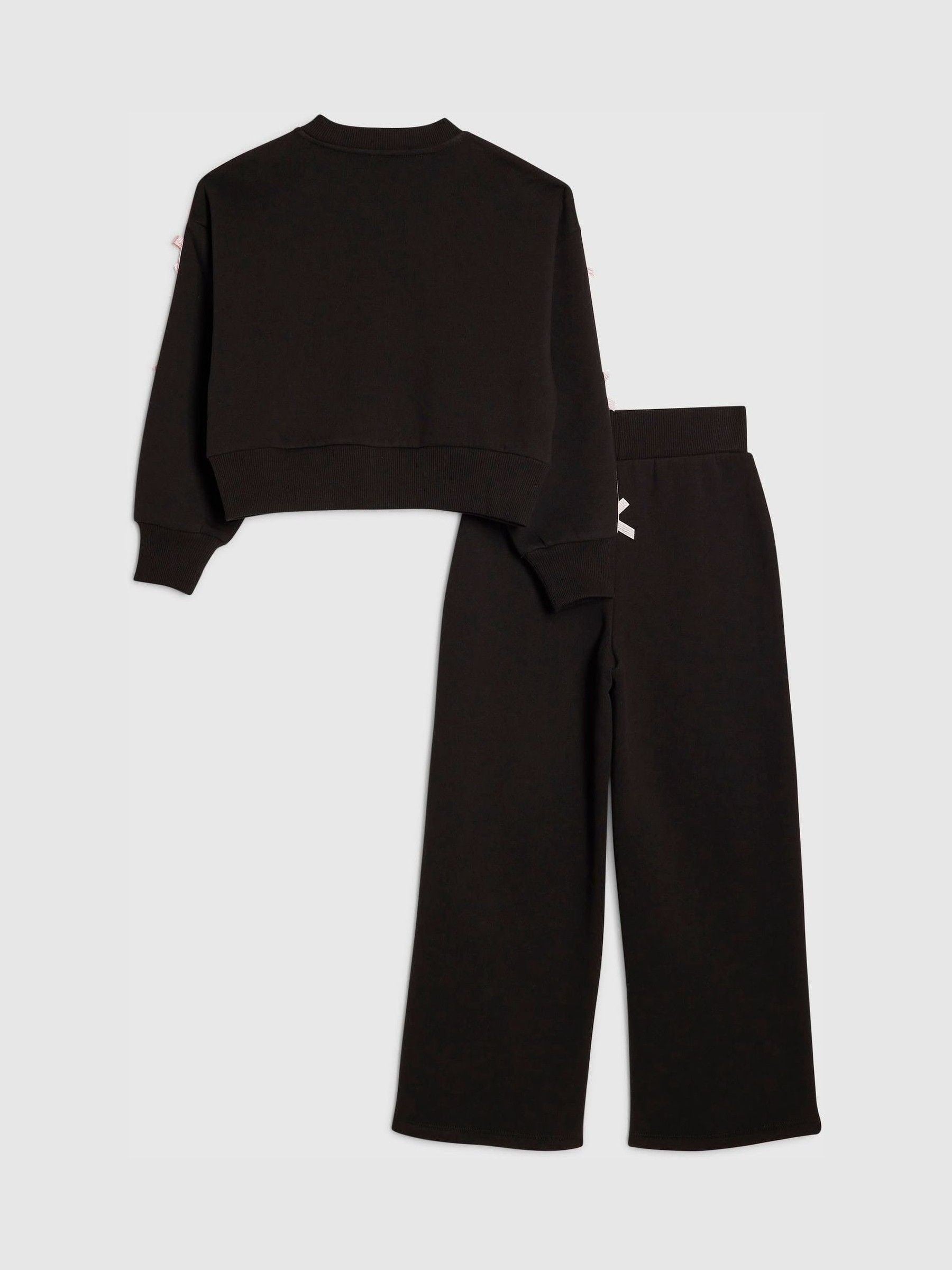 River Island Black Bow Top & Joggers Set