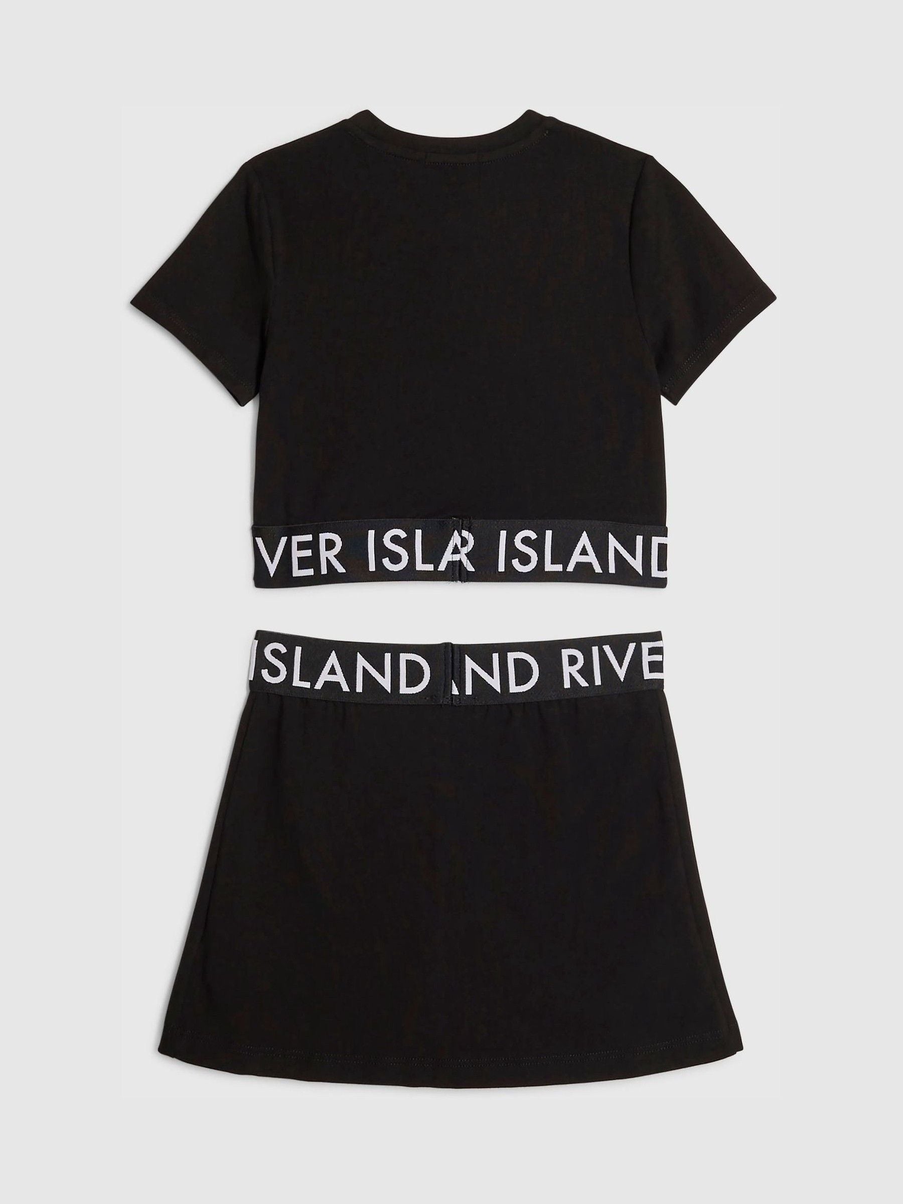 River Island Black Logo Waistband T-Shirt & Skort Set