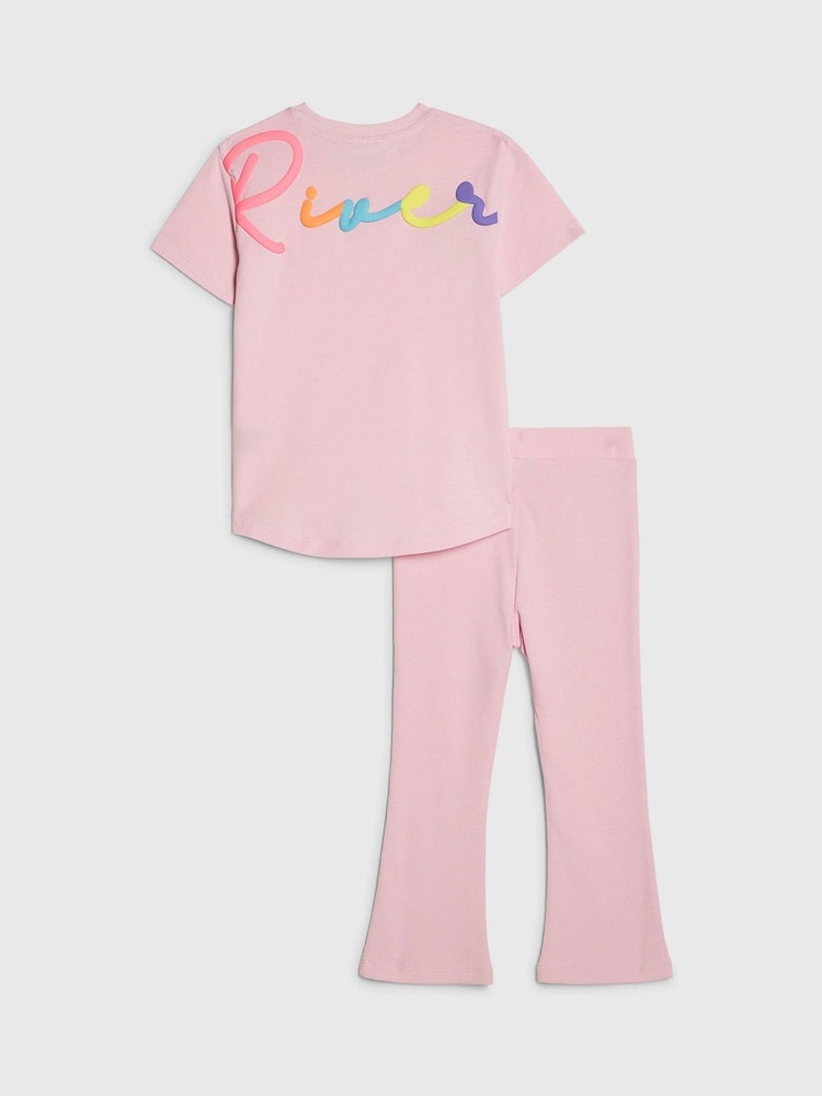 River Island Pink River T-Shirt & Kickflare Set
