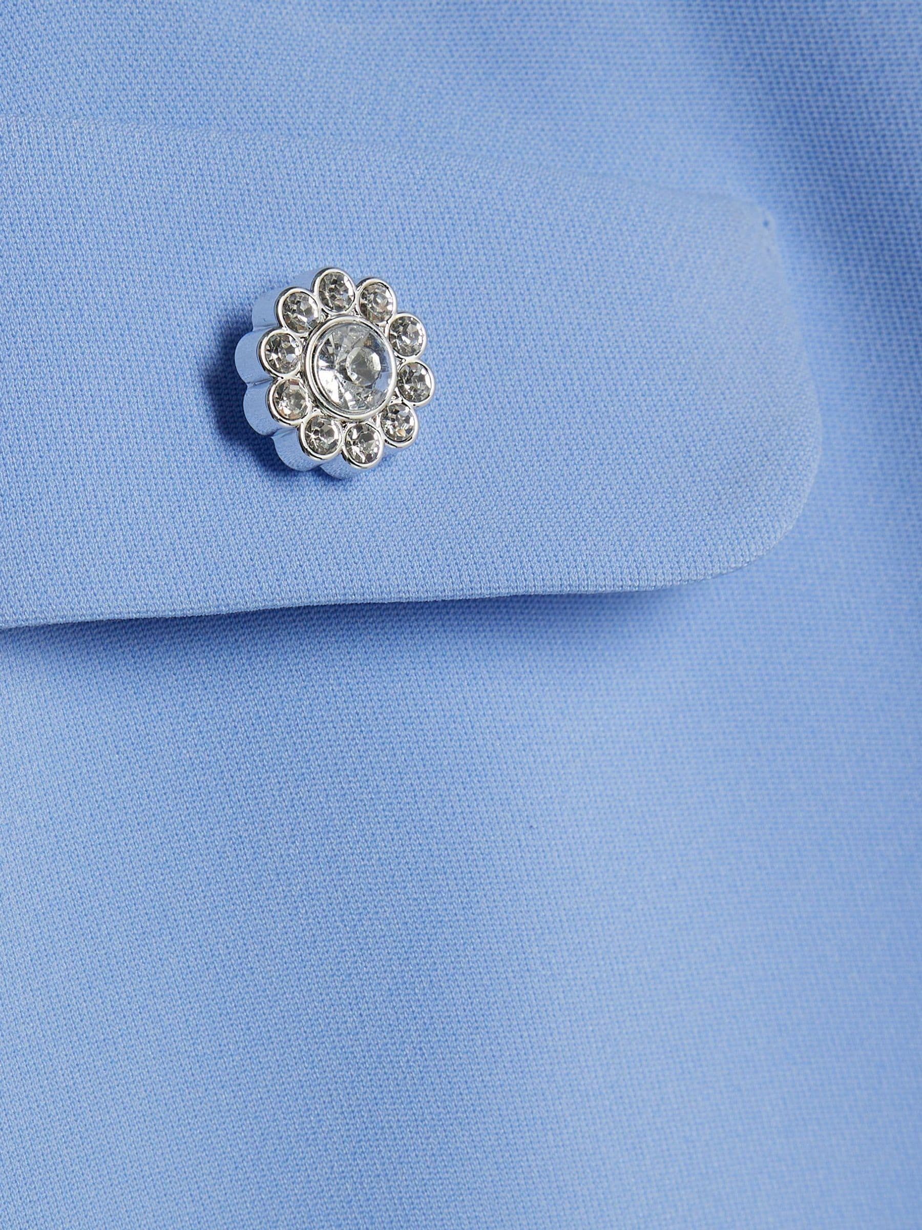 River Island Blue Boucle Scallop Blazer & Skirt Set