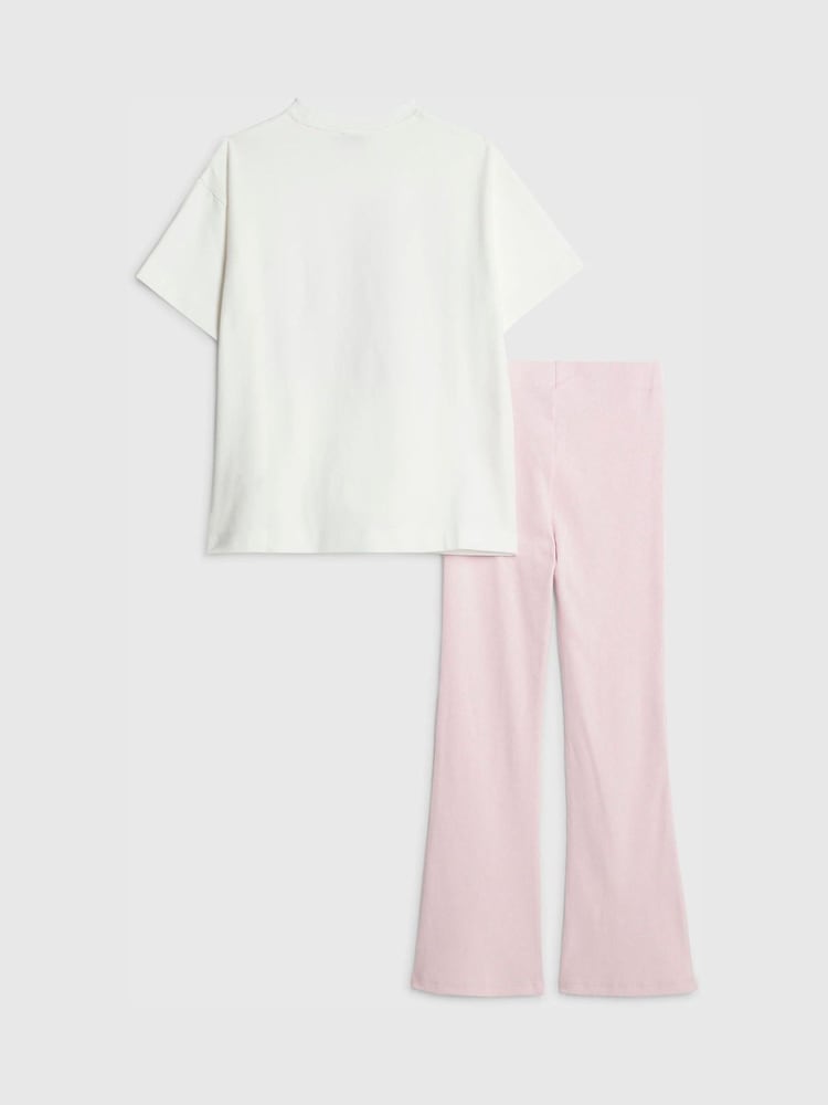 River Island White Lamour Paris Top & Kickflare Set