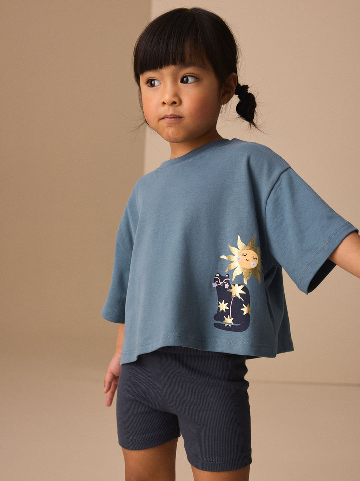 Blue Short Sleeve T-Shirt and Shorts Set (3mths-7yrs)