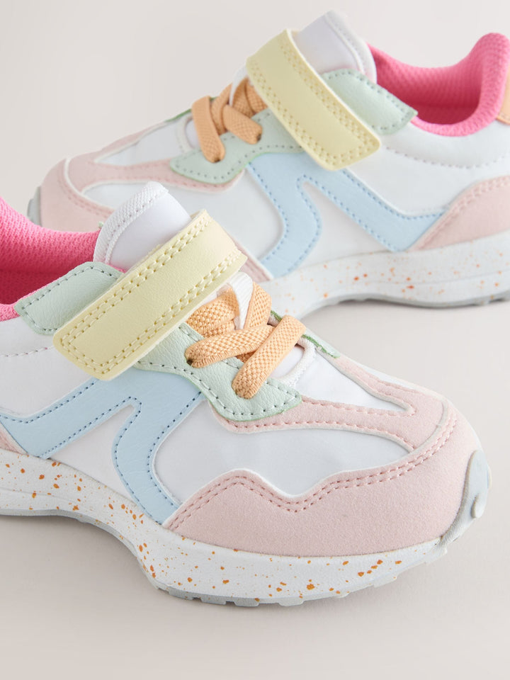Multi Pastel Elastic Lace Touch Fasten Trainers