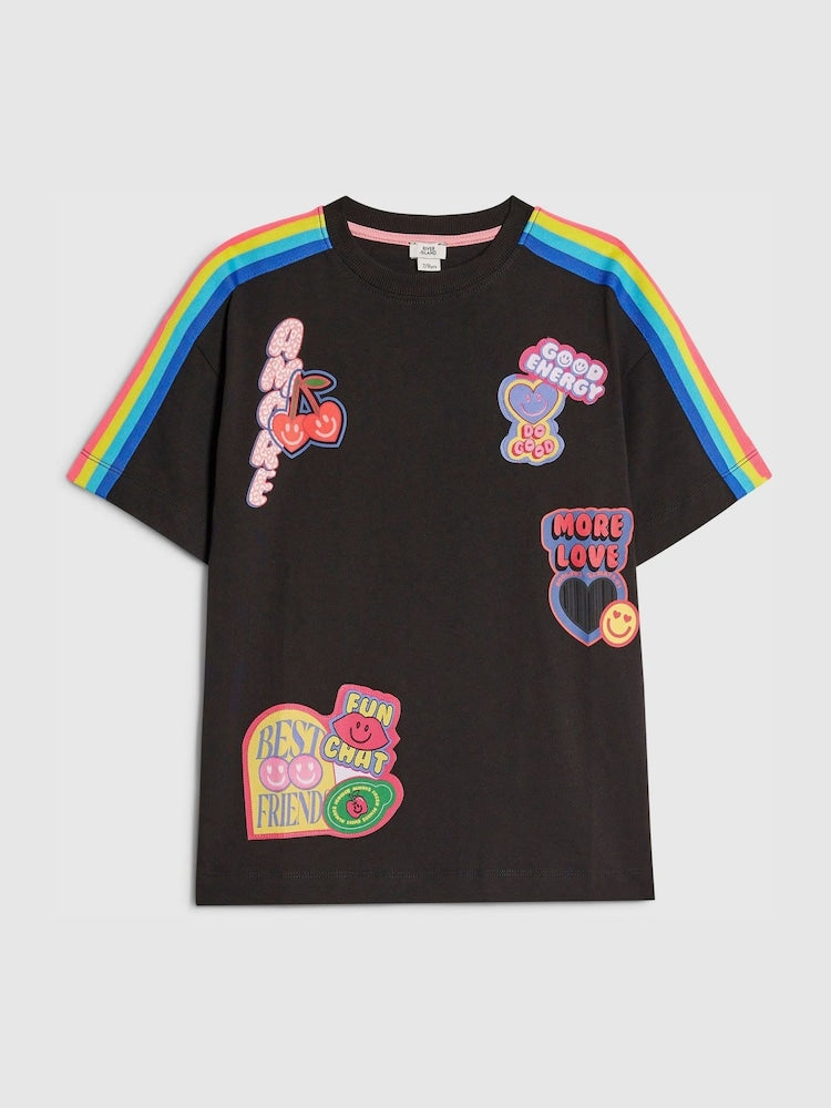 River Island Black Badge Boyfriend Fit T-Shirt