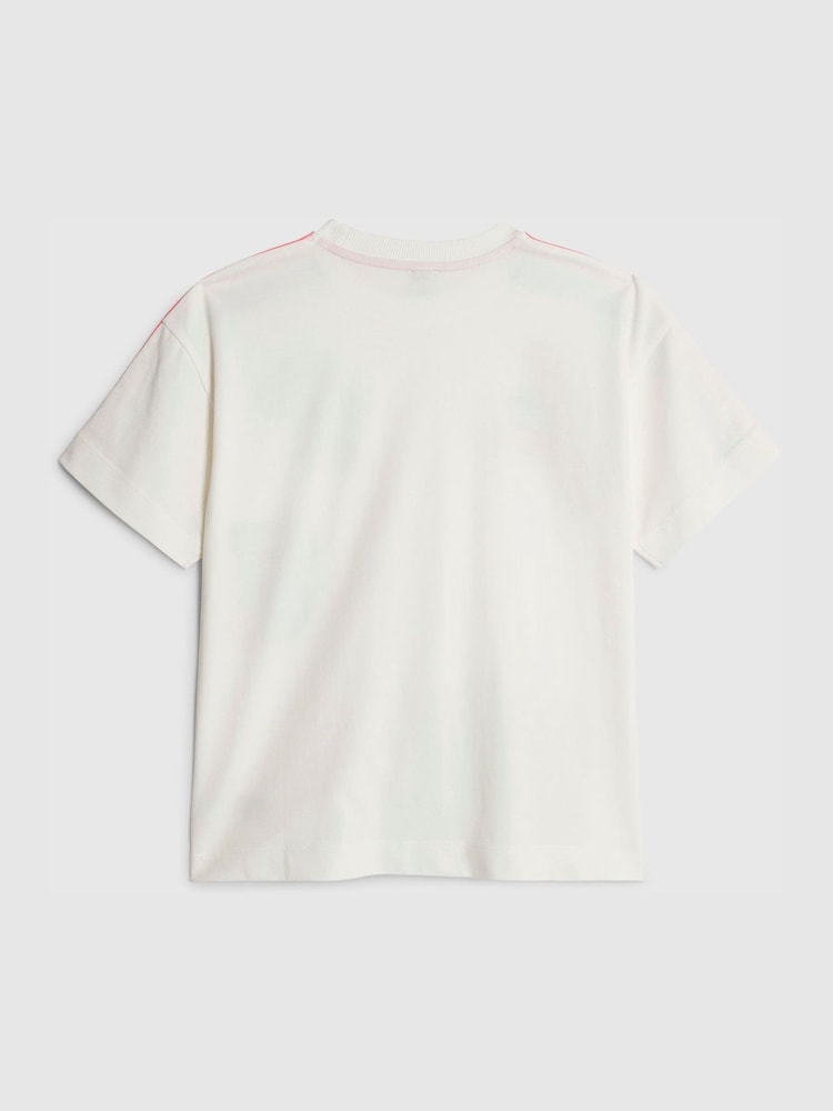 River Island White Badge Boyfriend Fit T-Shirt