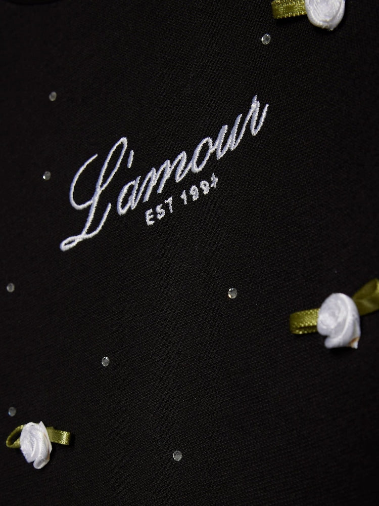 River Island Black Lamour Rosette Baby T-Shirt