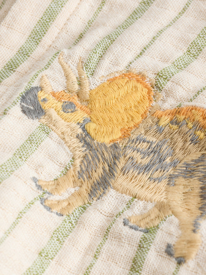 Ecru Striped Dino Short Sleeve Shirt (3mths-7yrs)