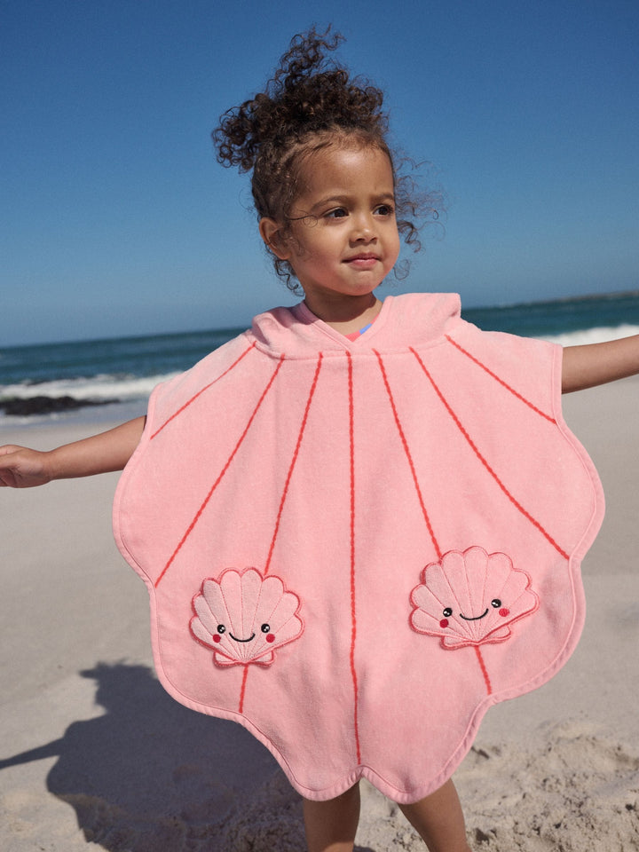 Pink Shell Towelling Poncho (9mths-10yrs)