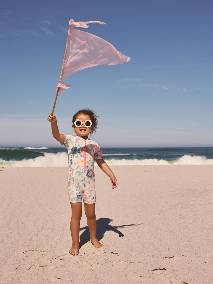 Pink Floral Print Sunsafe Swimsuit (3mths-10yrs)