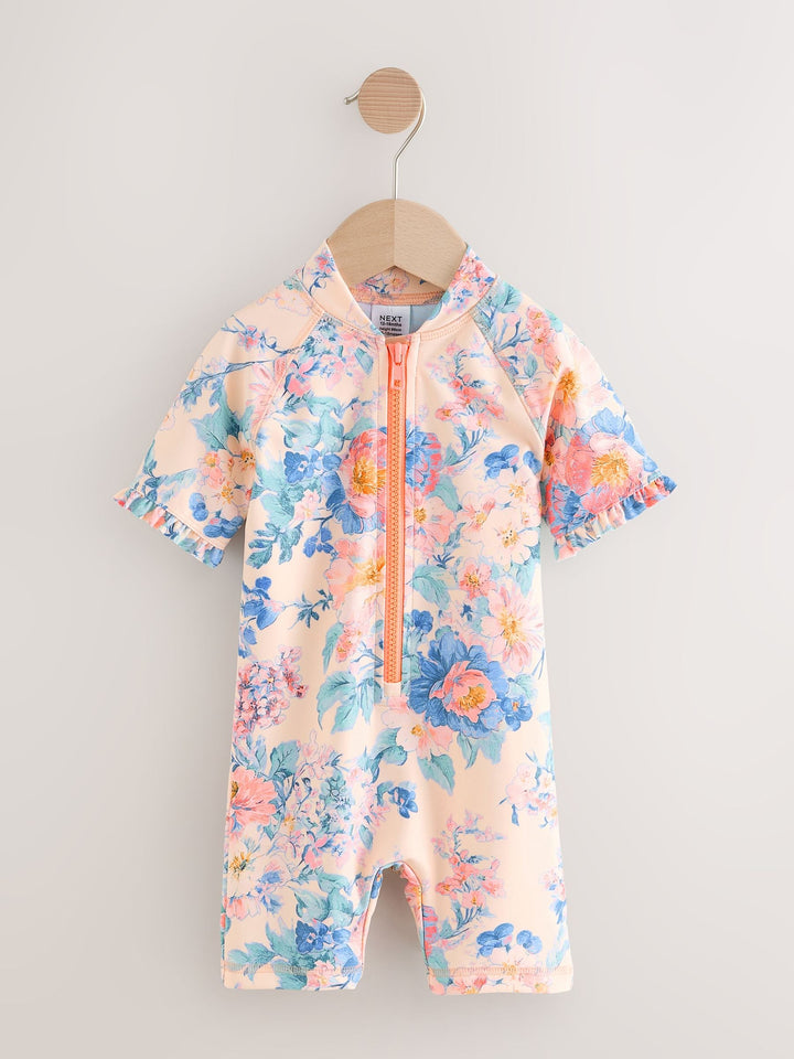 Pink Floral Print Sunsafe Swimsuit (3mths-10yrs)