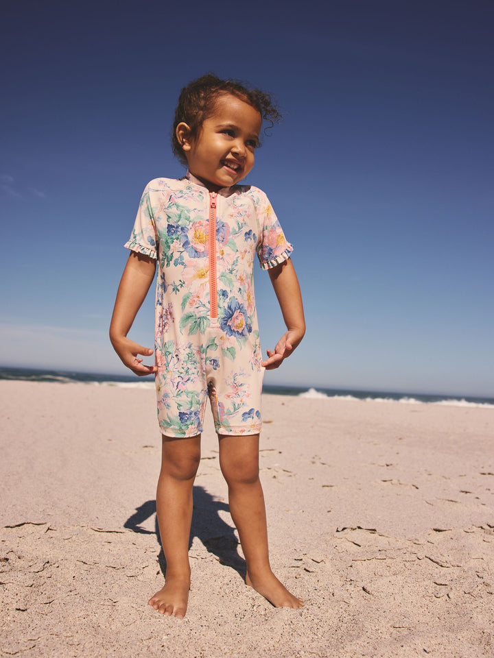 Pink Floral Print Sunsafe Swimsuit (3mths-10yrs)