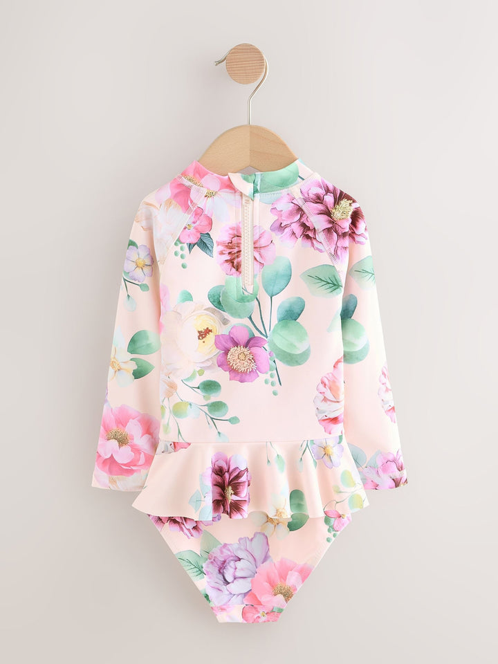 Pink Floral Print Sunsafe Swim Set (3mths-7yrs)