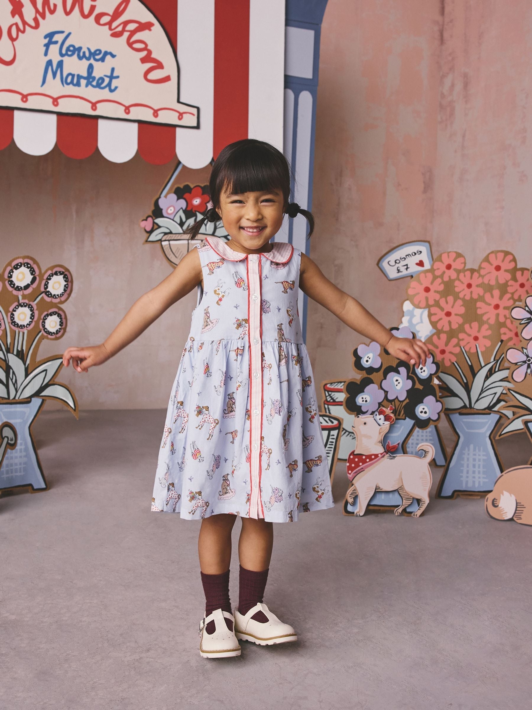Cath Kidston Blue Fancy Dogs Cath Kidston Cotton Collar Dress (3mths-8yrs)