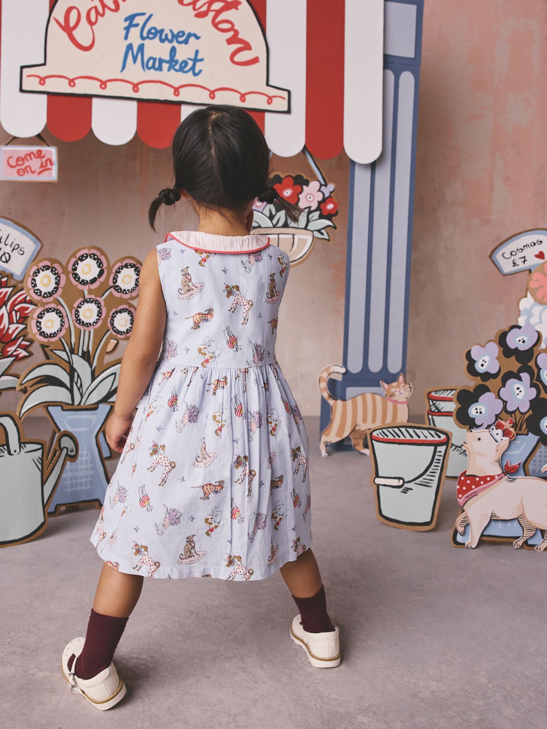 Cath Kidston Blue Fancy Dogs Cath Kidston Cotton Collar Dress (3mths-8yrs)