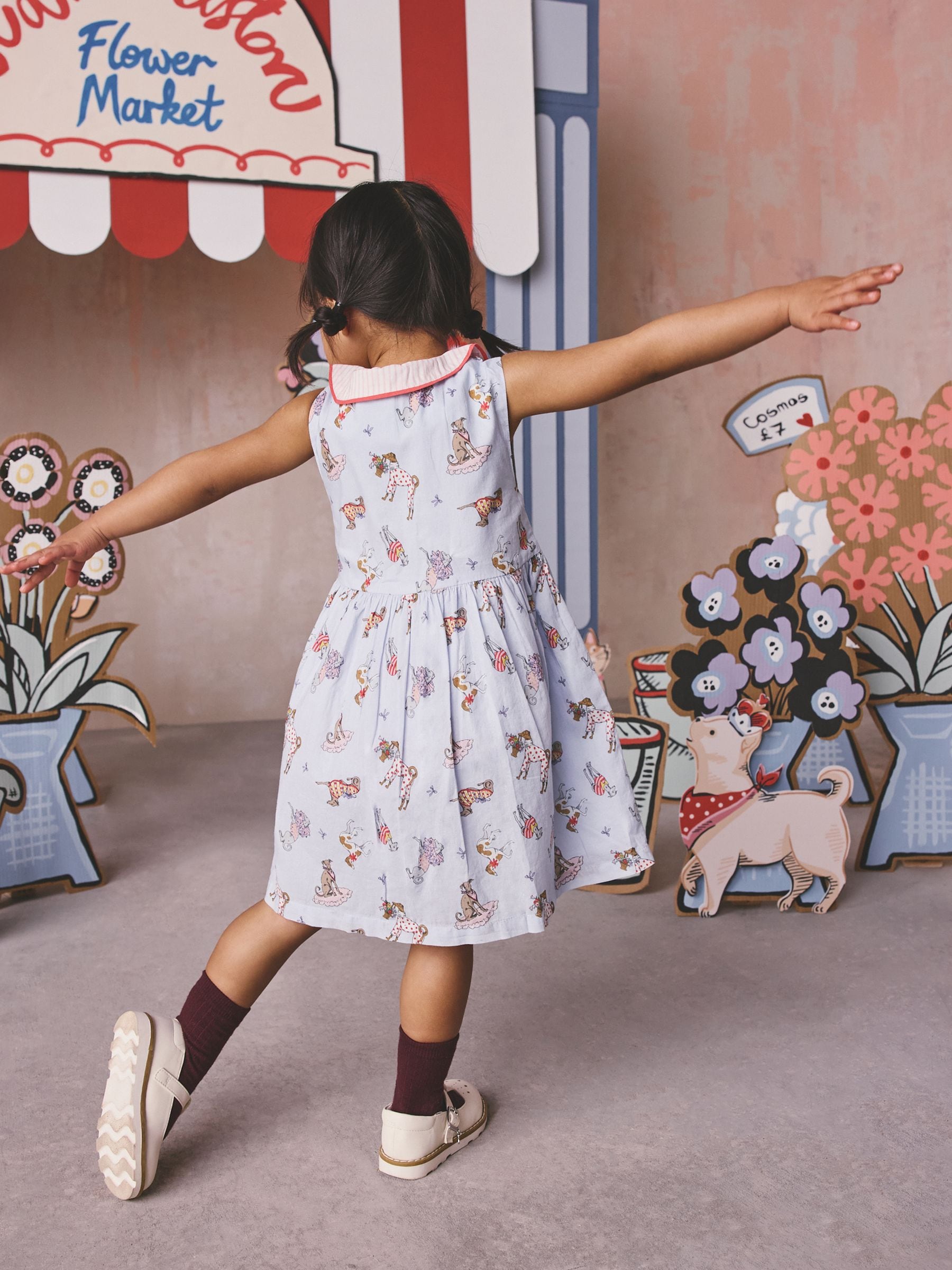 Cath Kidston Blue Fancy Dogs Cath Kidston Cotton Collar Dress (3mths-8yrs)