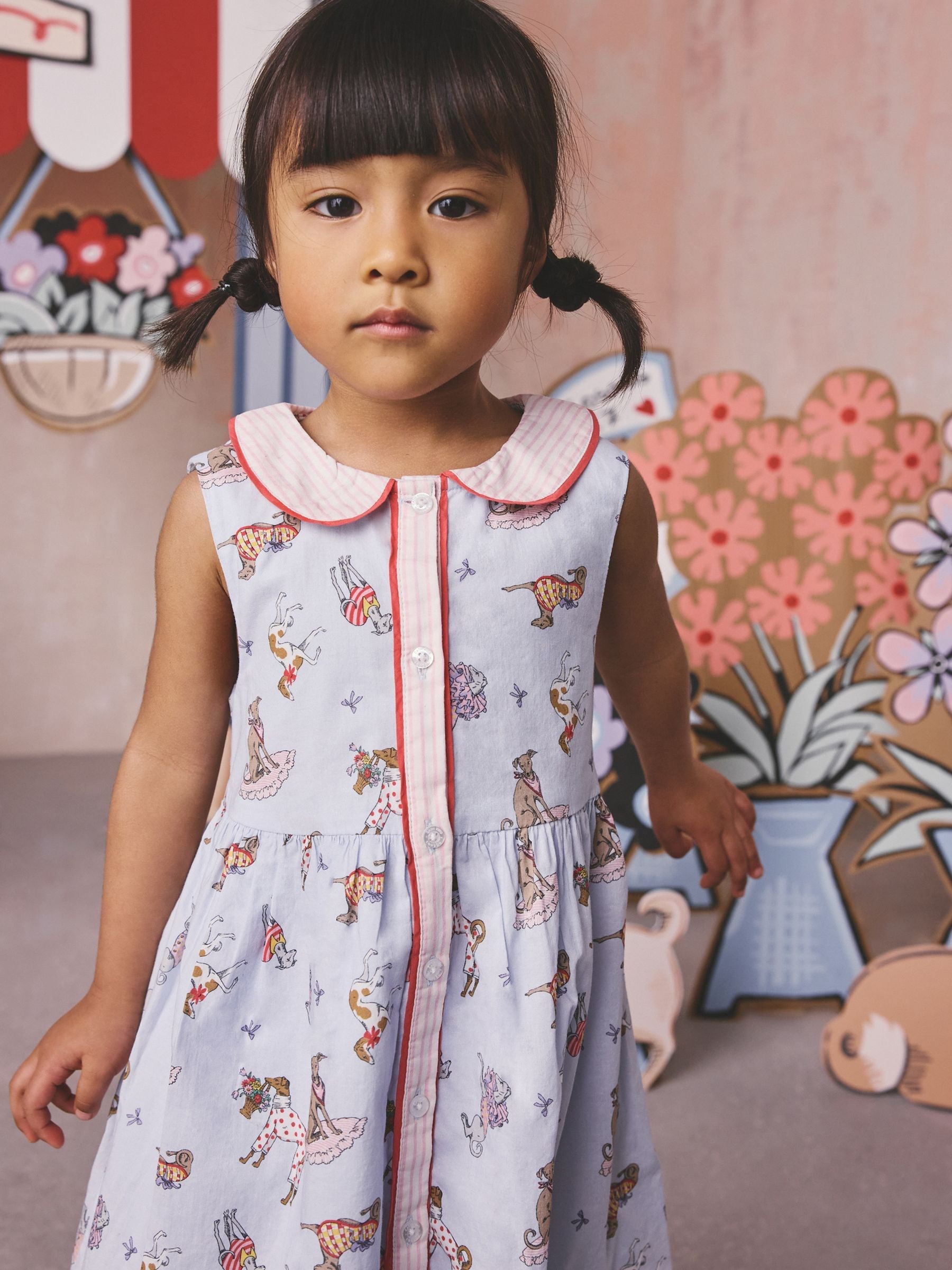 Cath Kidston Blue Fancy Dogs Cath Kidston Cotton Collar Dress (3mths-8yrs)