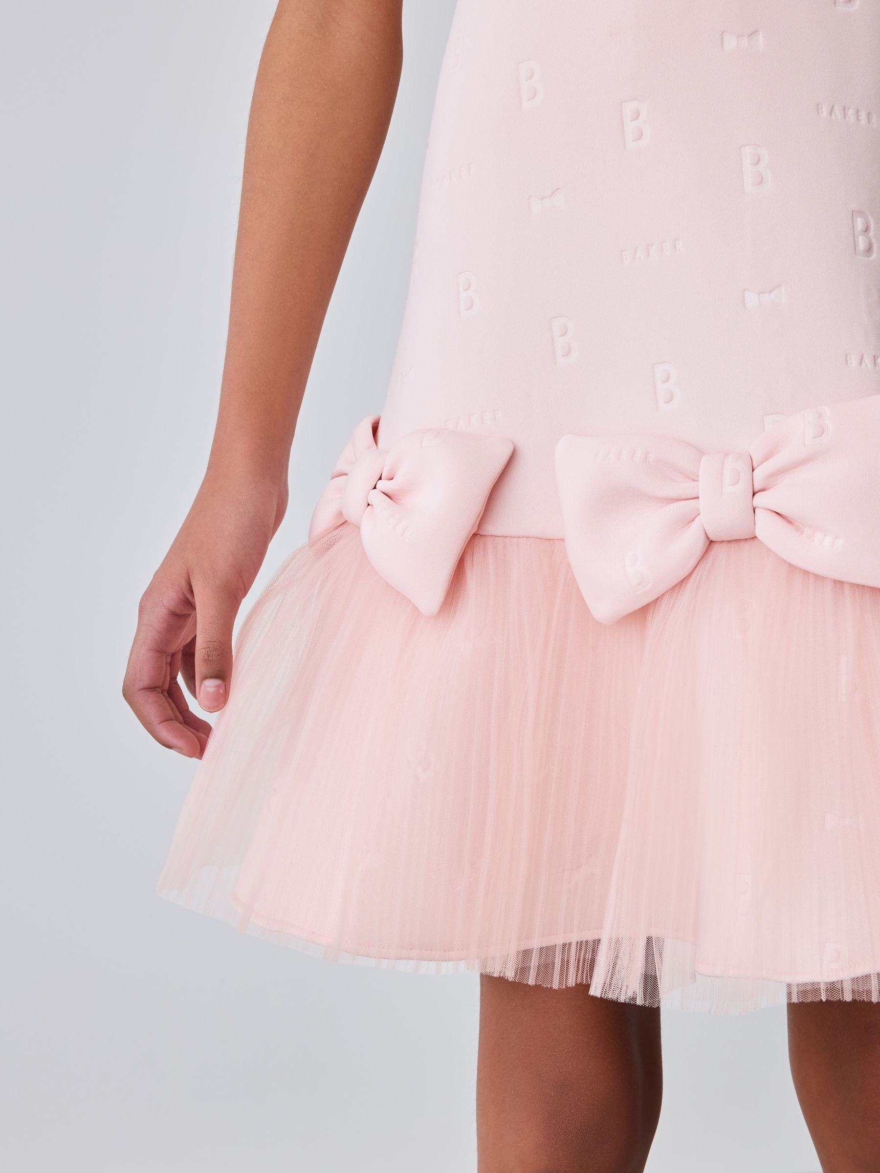 Baker by Ted Baker Mesh 3D Bow Hem Embossed Scuba Dress