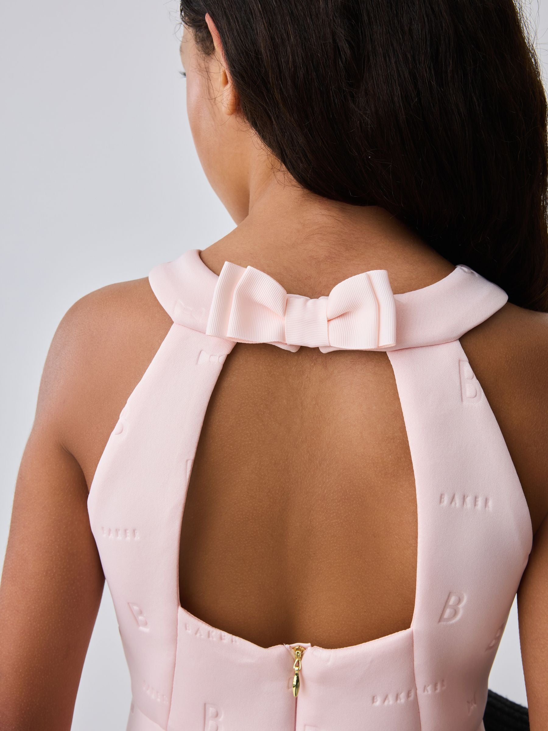Baker by Ted Baker Mesh 3D Bow Hem Embossed Scuba Dress