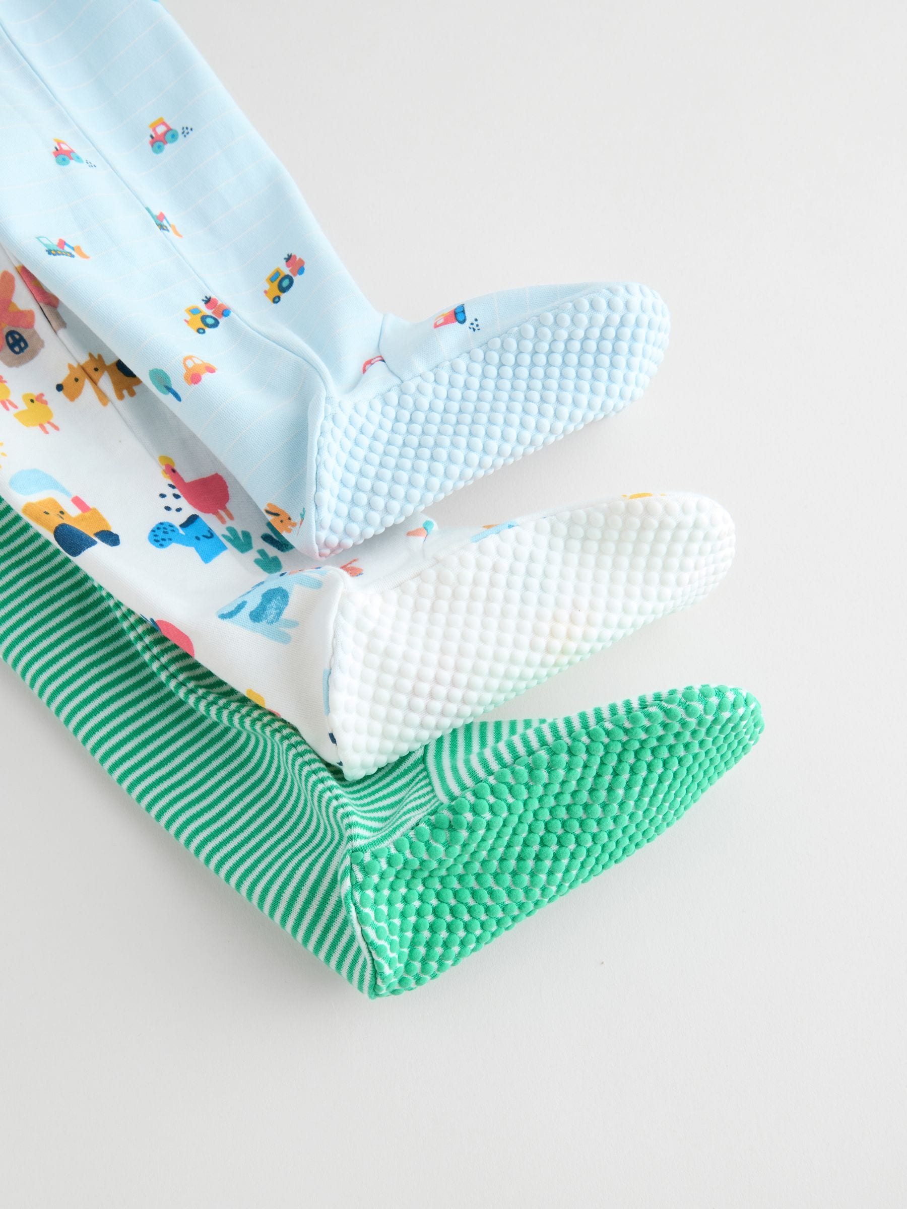 Multi Farm Baby Sleepsuits 3 Pack (0mths-2yrs)