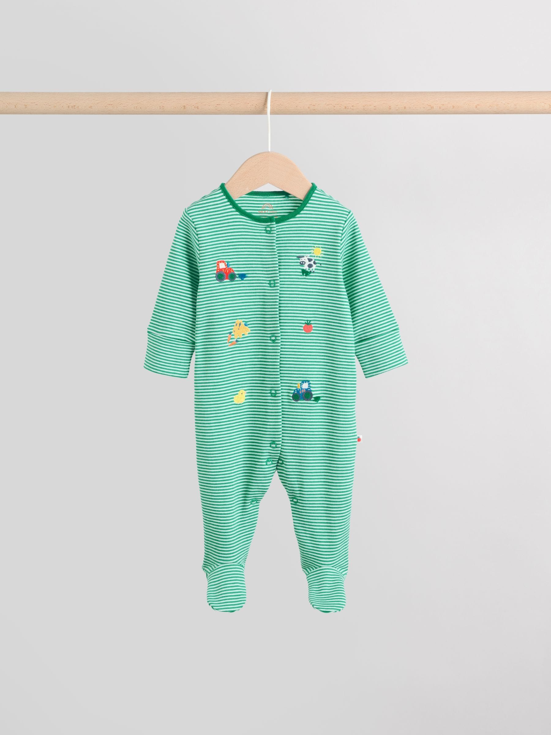 Multi Farm Baby Sleepsuits 3 Pack (0mths-2yrs)