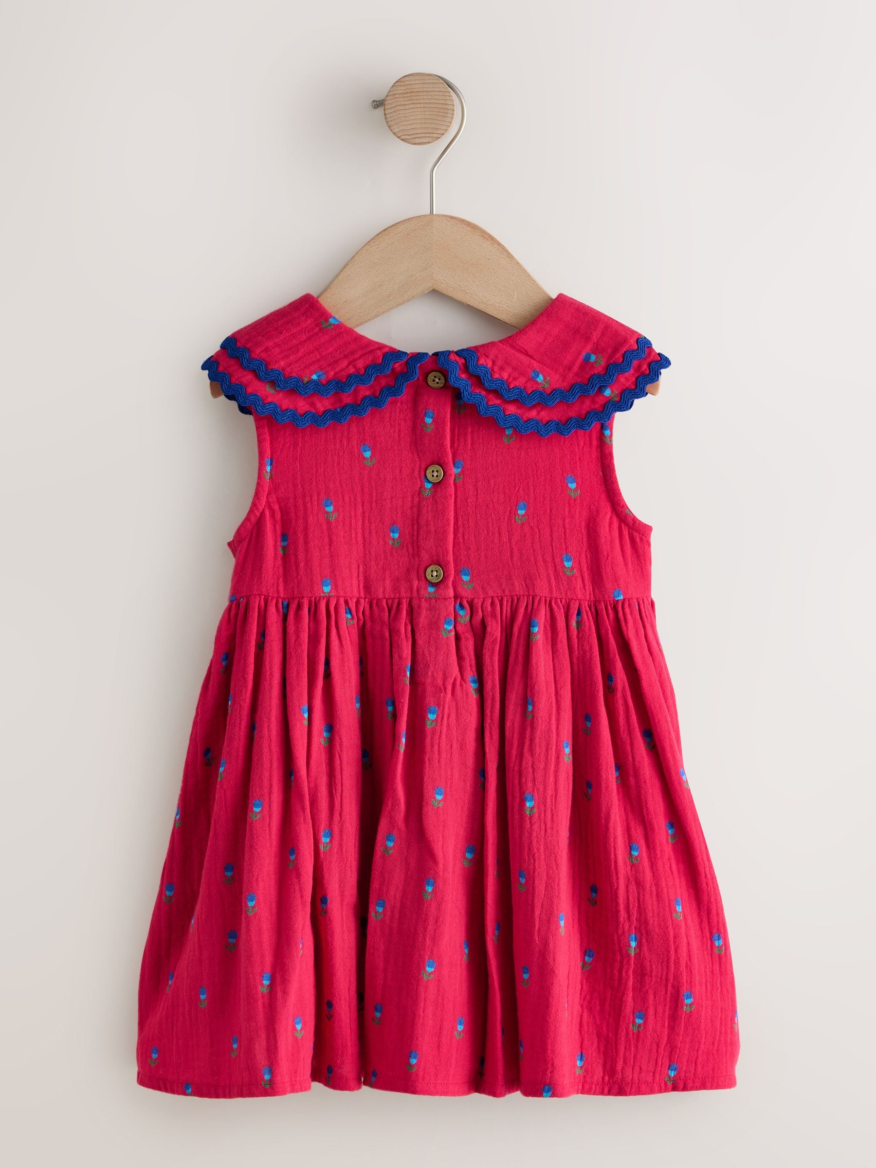 Red Ditsy Ric Rac Collar Dress (3mths-8yrs)