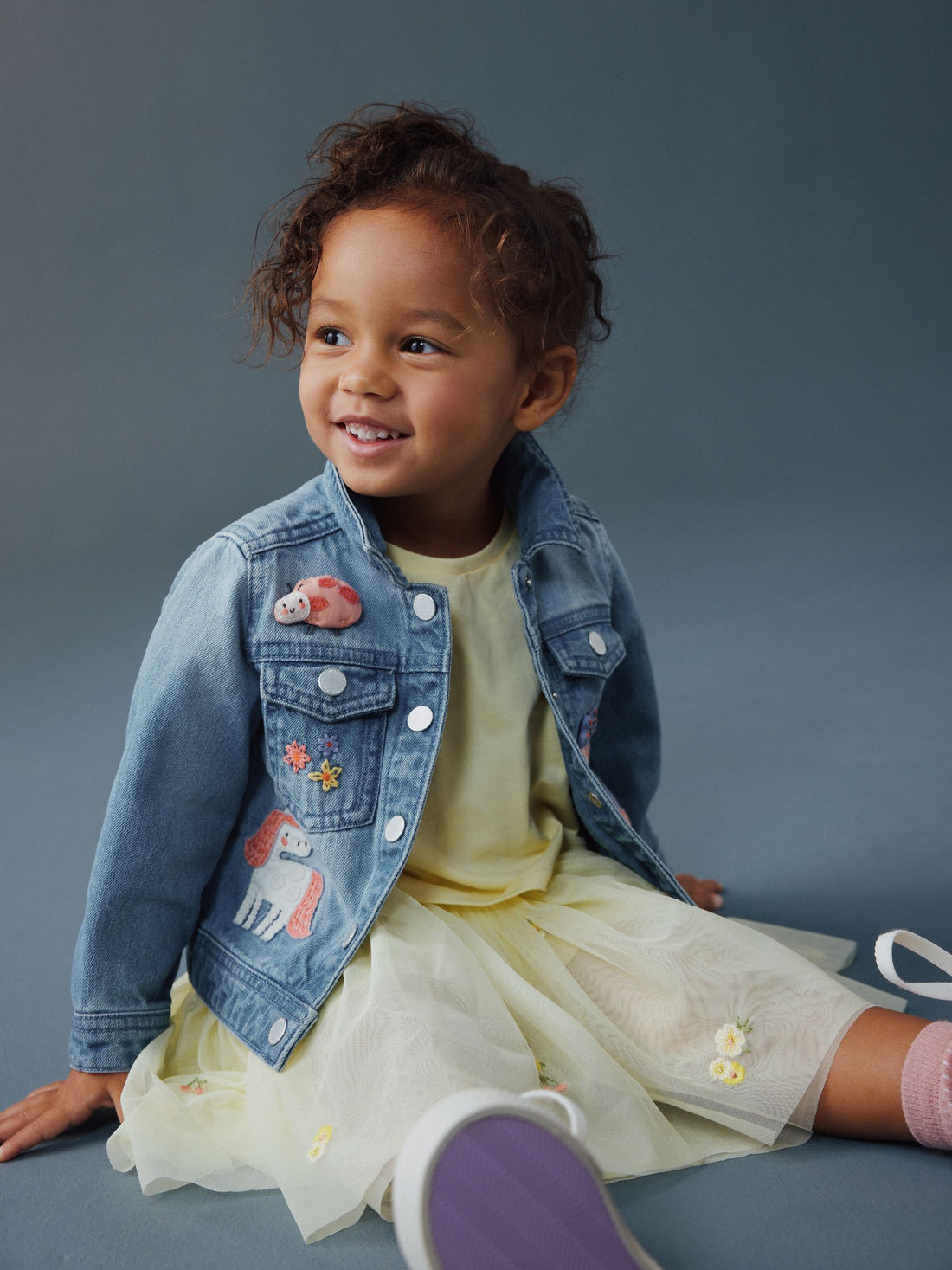 Mid Blue Denim Unicorn Embroidered Western Jacket (3mths-7yrs) - Image 1 of 8