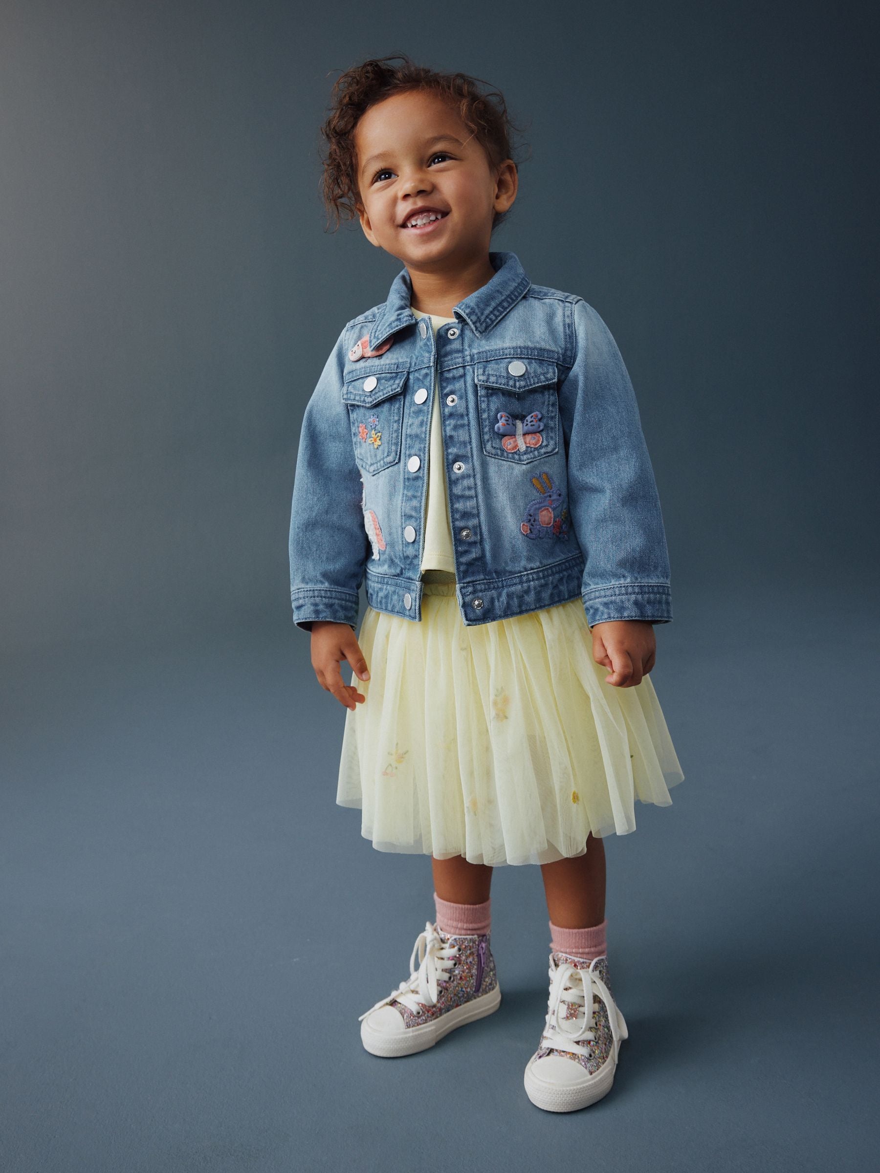 Mid Blue Denim Unicorn Embroidered Western Jacket (3mths-7yrs) - Image 2 of 8