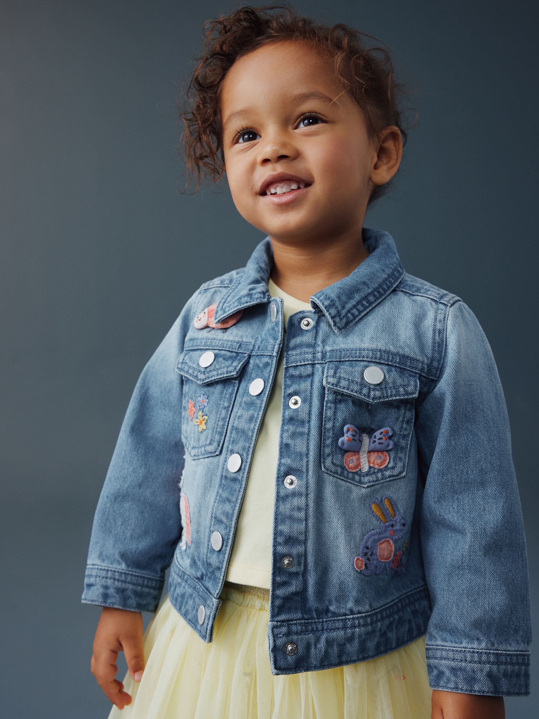 Mid Blue Denim Unicorn Embroidered Western Jacket (3mths-7yrs) - Image 3 of 8
