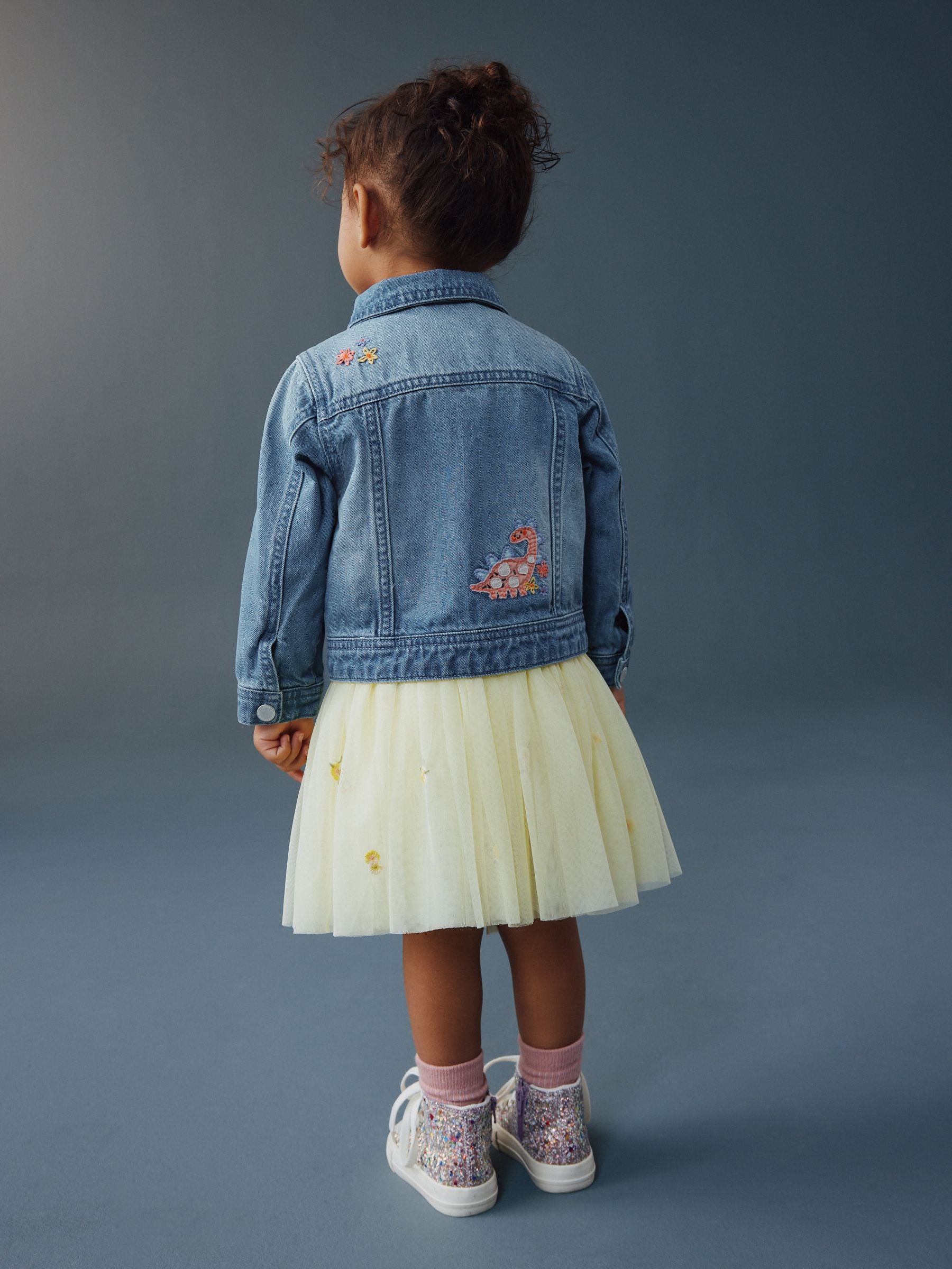 Mid Blue Denim Unicorn Embroidered Western Jacket (3mths-7yrs) - Image 4 of 8