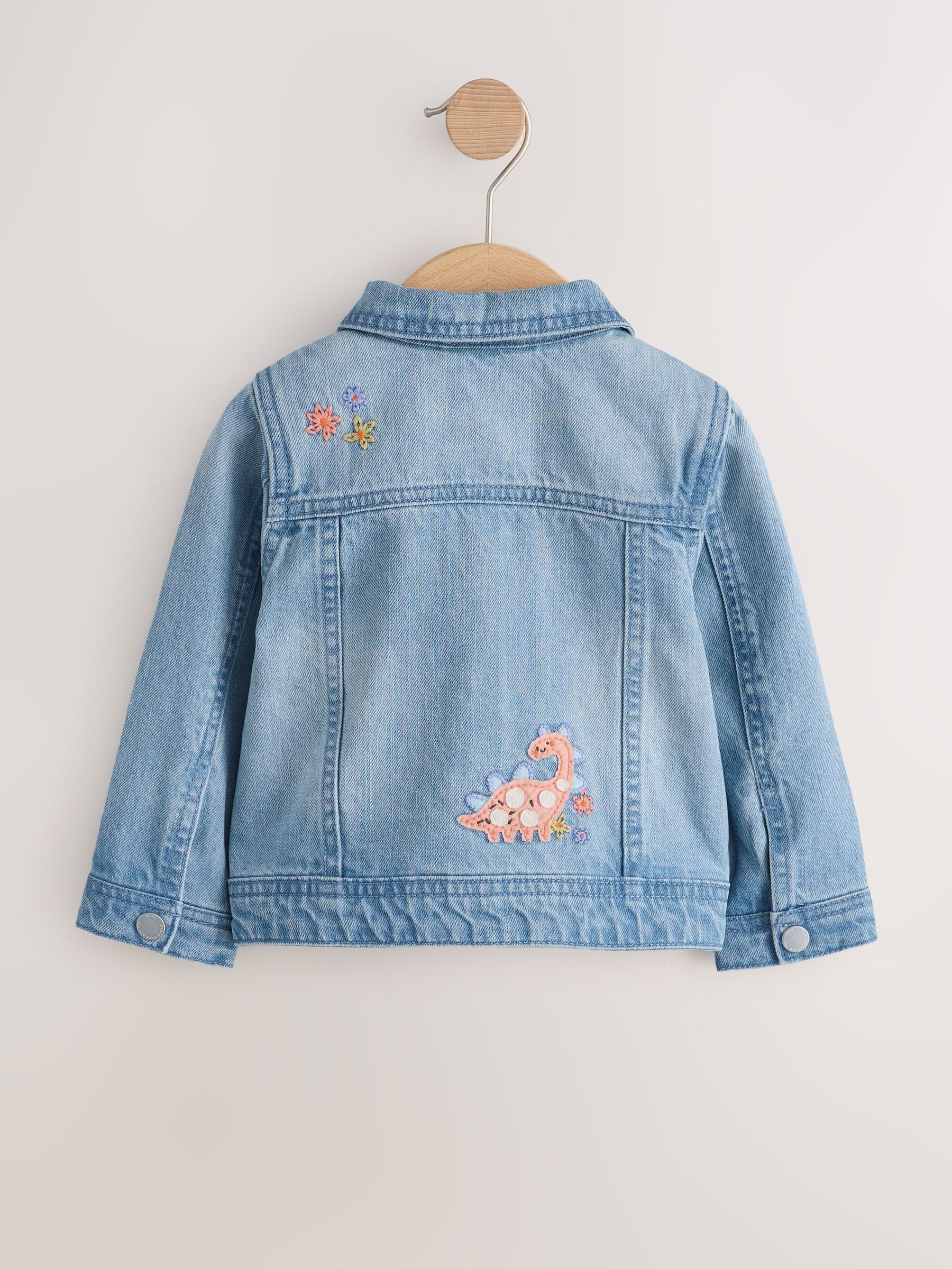 Mid Blue Denim Unicorn Embroidered Western Jacket (3mths-7yrs) - Image 6 of 8