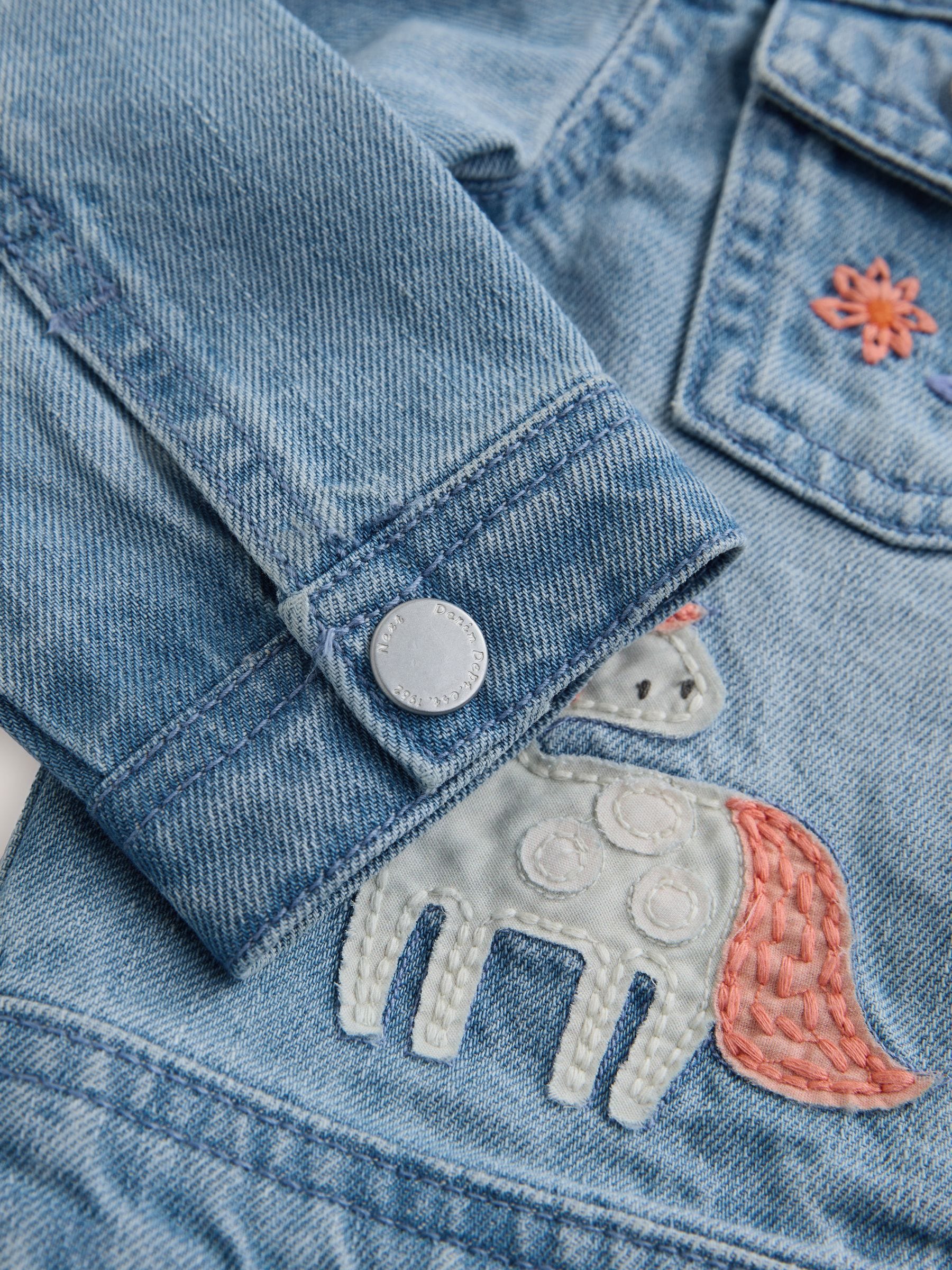 Mid Blue Denim Unicorn Embroidered Western Jacket (3mths-7yrs) - Image 8 of 8