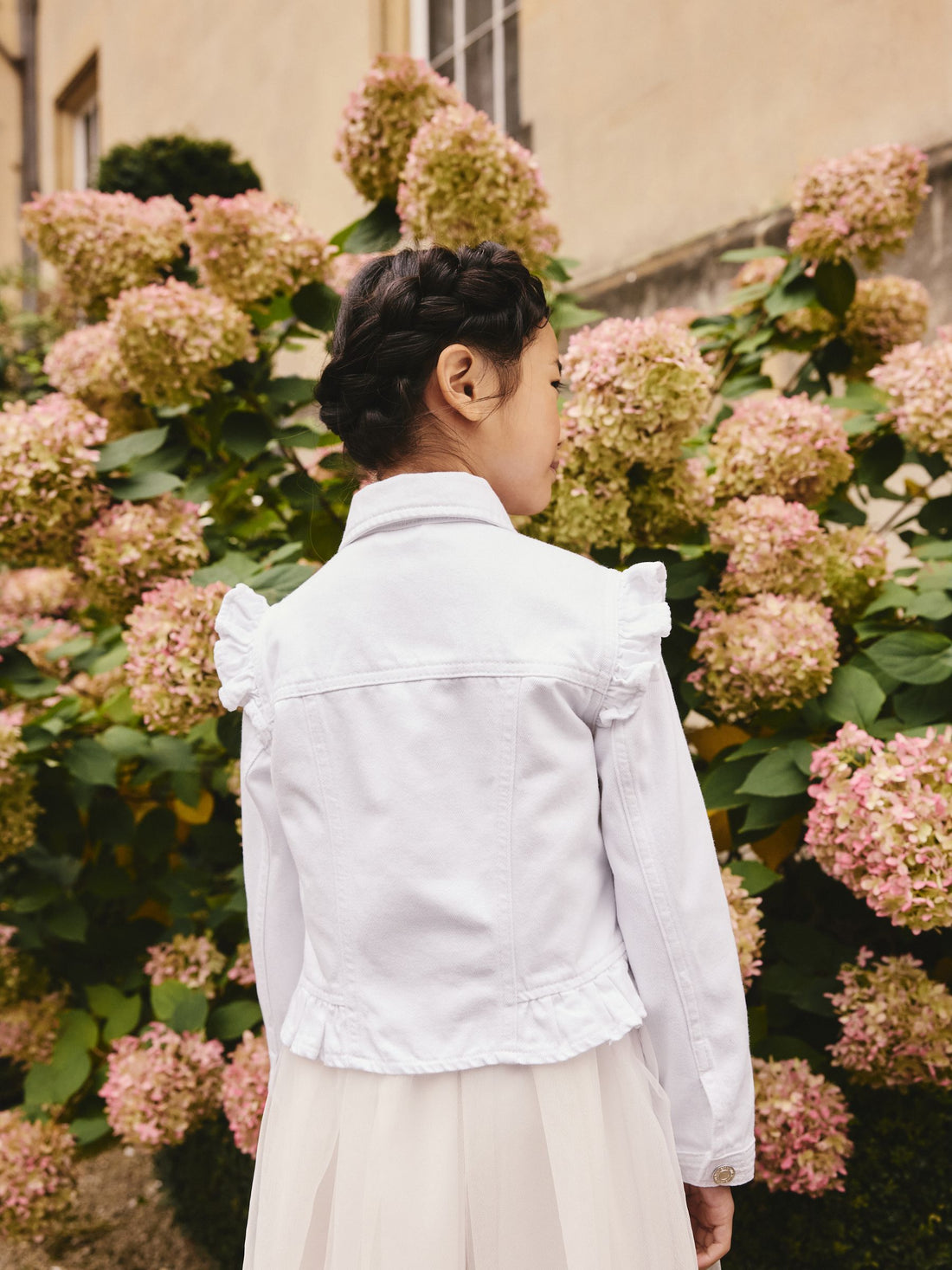 White Frill Shoulder Denim Jacket (3-16yrs) - Image 1 of 8