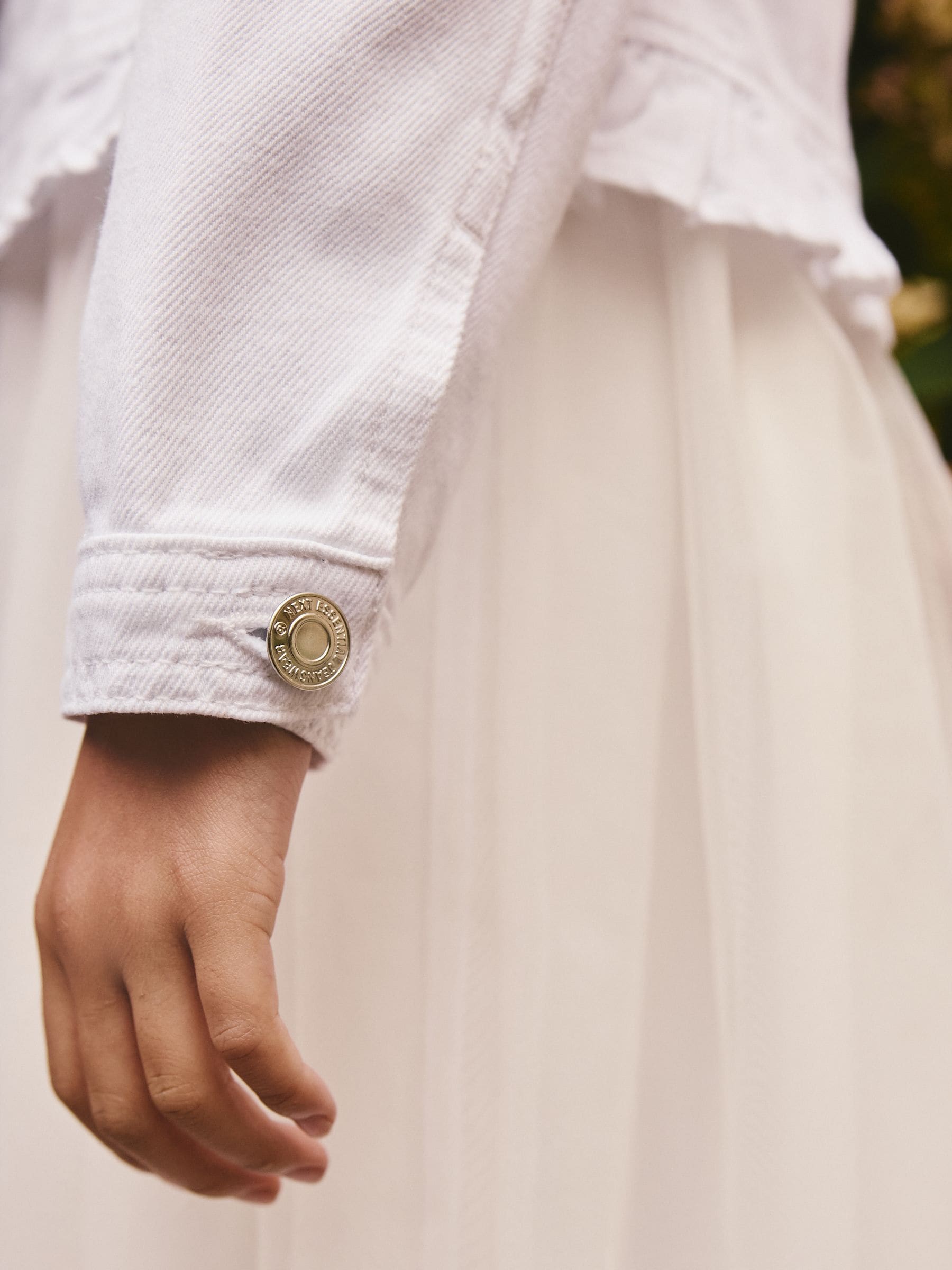 White Frill Shoulder Denim Jacket (3-16yrs) - Image 3 of 8