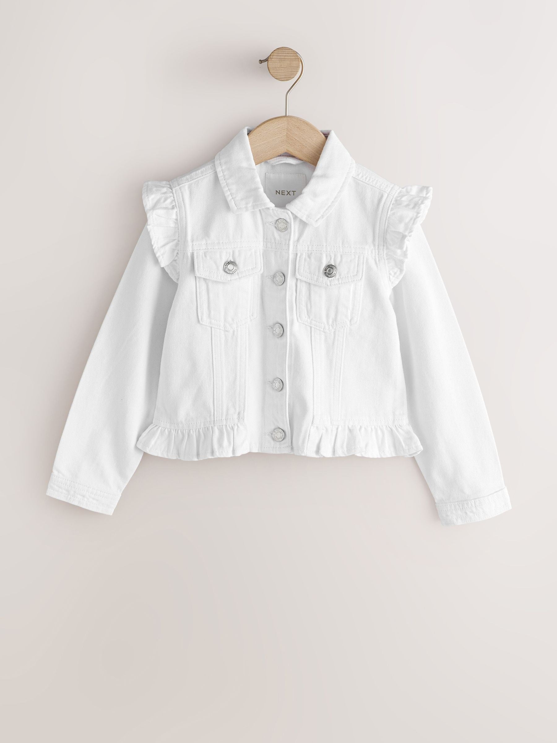 White Frill Shoulder Denim Jacket (3-16yrs) - Image 4 of 8